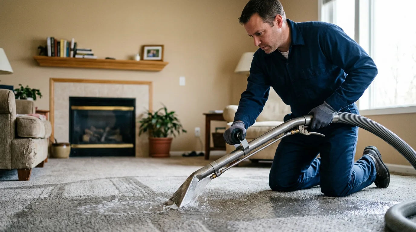 Water damage restoration technician working near Dudley, PA